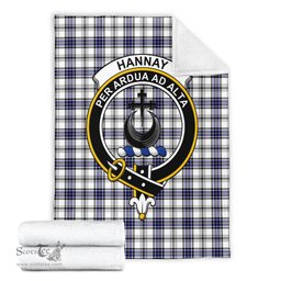 Scottish Hannay Modern Clan Tartan Blanket with Family Crest Tartan Plaid Sherpa Blanket Scottish Plaid Tartan Plaid - ScotsTee - scotstee.com