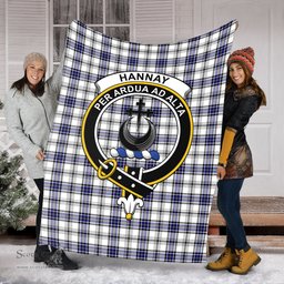 Scottish Hannay Modern Clan Tartan Blanket with Family Crest Tartan Plaid Sherpa Blanket Scottish Plaid Tartan Plaid - ScotsTee - scotstee.com