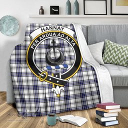 Scottish Hannay Modern Clan Tartan Blanket with Family Crest Tartan Plaid Sherpa Blanket Scottish Plaid Tartan Plaid - ScotsTee - scotstee.com