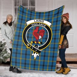Scottish Laing Clan Tartan Blanket with Family Crest Tartan Plaid Sherpa Blanket Scottish Plaid Tartan Plaid - ScotsTee - scotstee.com