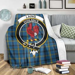 Scottish Laing Clan Tartan Blanket with Family Crest Tartan Plaid Sherpa Blanket Scottish Plaid Tartan Plaid - ScotsTee - scotstee.com
