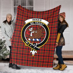 Scottish Innes Modern Clan Tartan Blanket with Family Crest Tartan Plaid Sherpa Blanket Scottish Plaid Tartan Plaid - ScotsTee - scotstee.com