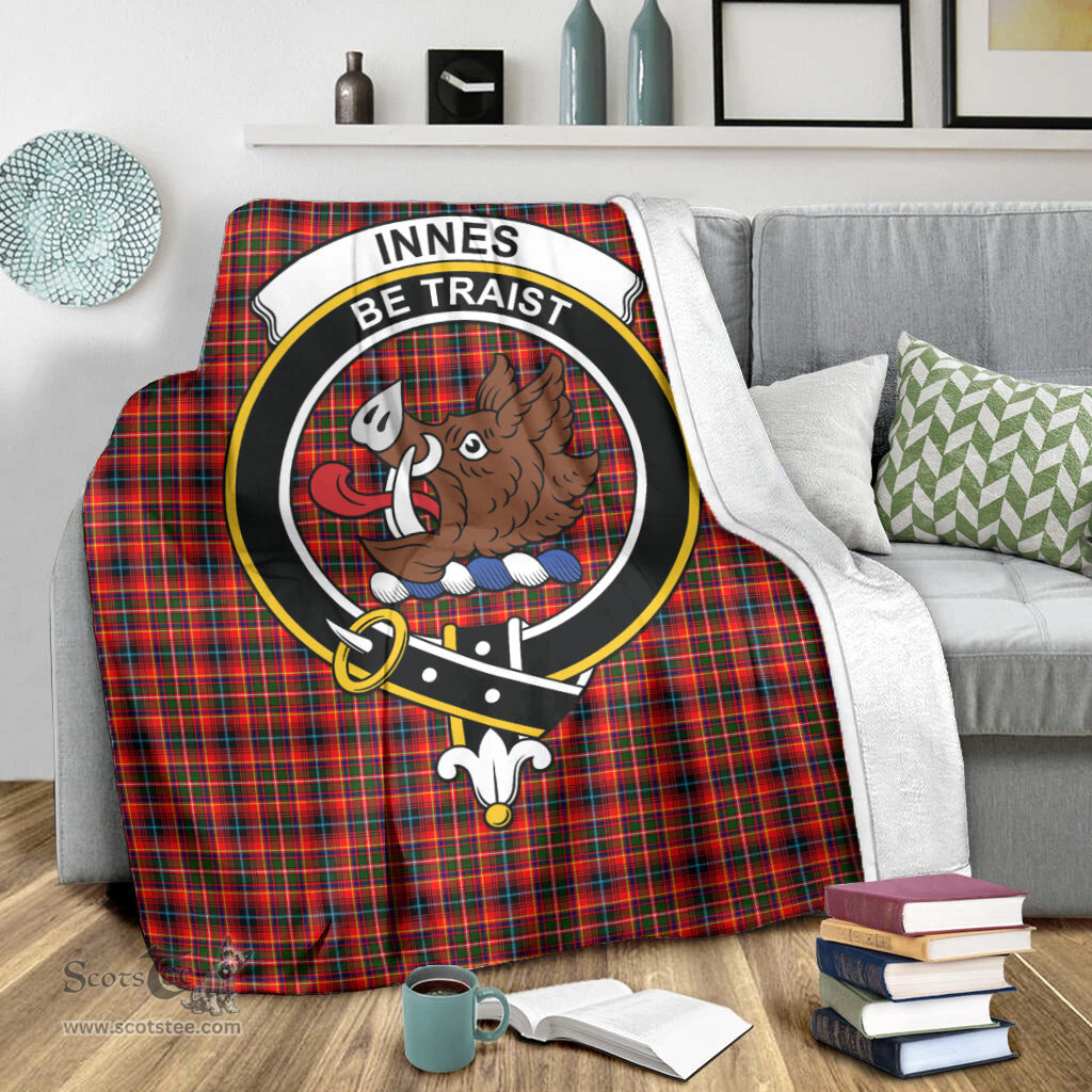 Scottish Innes Modern Clan Tartan Blanket with Family Crest Tartan Plaid Sherpa Blanket Scottish Plaid Tartan Plaid - ScotsTee - scotstee.com
