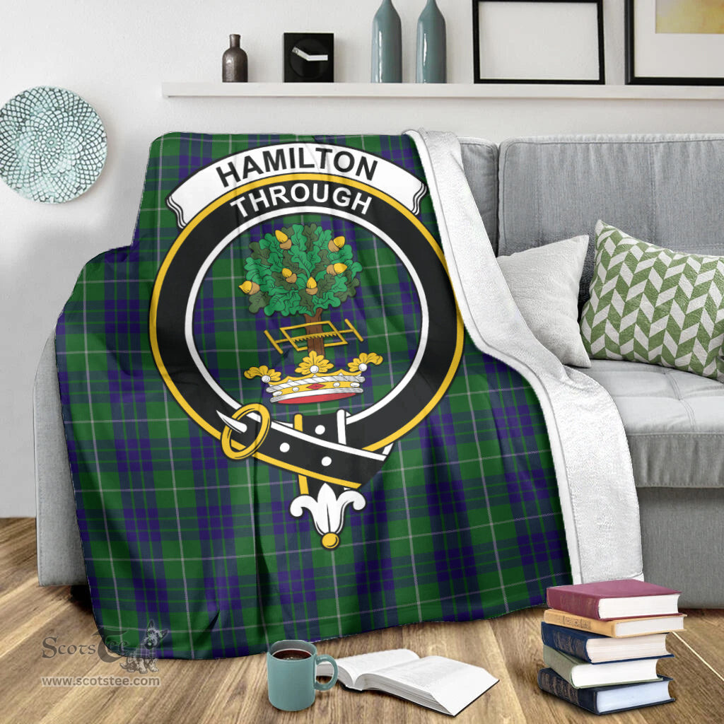 Scottish Hamilton Green Hunting Clan Tartan Blanket with Family Crest Tartan Plaid Sherpa Blanket Scottish Plaid Tartan Plaid - ScotsTee - scotstee.com