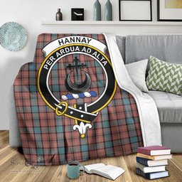 Scottish Hannay Dress Clan Tartan Blanket with Family Crest Tartan Plaid Sherpa Blanket Scottish Plaid Tartan Plaid - ScotsTee - scotstee.com