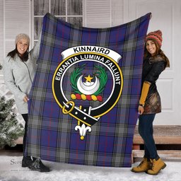 Scottish Kinnaird Clan Tartan Blanket with Family Crest Tartan Plaid Sherpa Blanket Scottish Plaid Tartan Plaid - ScotsTee - scotstee.com