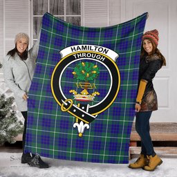 Scottish Hamilton Hunting Modern Clan Tartan Blanket with Family Crest Tartan Plaid Sherpa Blanket Scottish Plaid Tartan Plaid - ScotsTee - scotstee.com