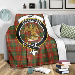 Scottish Hay Ancient Clan Tartan Blanket with Family Crest Tartan Plaid Sherpa Blanket Scottish Plaid Tartan Plaid - ScotsTee - scotstee.com