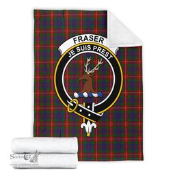 Scottish Fraser of Lovat Clan Tartan Blanket with Family Crest Tartan Plaid Sherpa Blanket Scottish Plaid Tartan Plaid - ScotsTee - scotstee.com