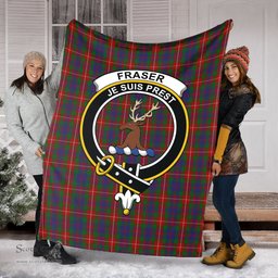 Scottish Fraser of Lovat Clan Tartan Blanket with Family Crest Tartan Plaid Sherpa Blanket Scottish Plaid Tartan Plaid - ScotsTee - scotstee.com