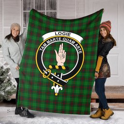 Scottish Logie Clan Tartan Blanket with Family Crest Tartan Plaid Sherpa Blanket Scottish Plaid Tartan Plaid - ScotsTee - scotstee.com