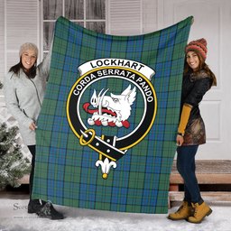 Scottish Lockhart Clan Tartan Blanket with Family Crest Tartan Plaid Sherpa Blanket Scottish Plaid Tartan Plaid - ScotsTee - scotstee.com