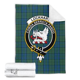 Scottish Lockhart Clan Tartan Blanket with Family Crest Tartan Plaid Sherpa Blanket Scottish Plaid Tartan Plaid - ScotsTee - scotstee.com