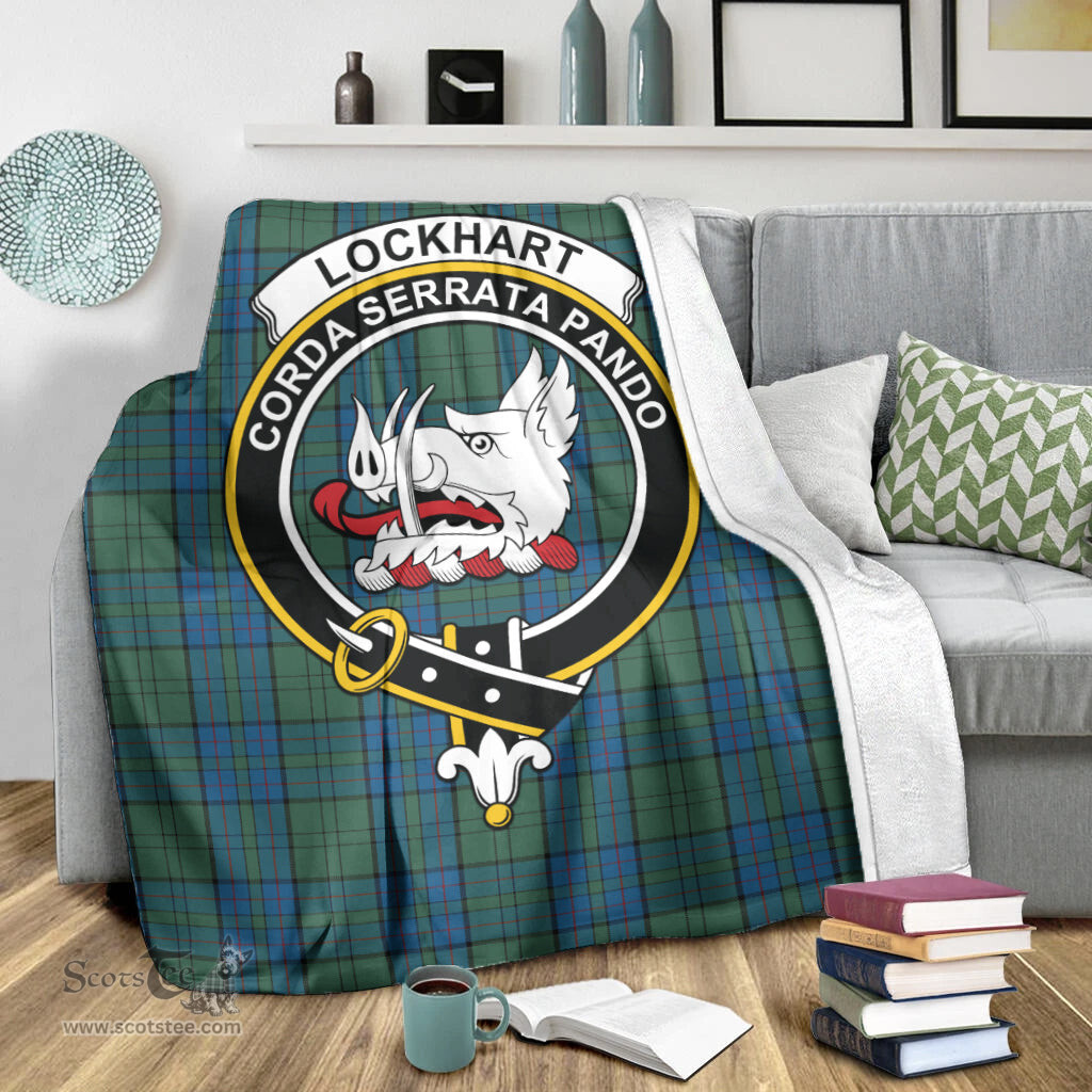 Scottish Lockhart Clan Tartan Blanket with Family Crest Tartan Plaid Sherpa Blanket Scottish Plaid Tartan Plaid - ScotsTee - scotstee.com