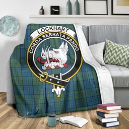 Scottish Lockhart Clan Tartan Blanket with Family Crest Tartan Plaid Sherpa Blanket Scottish Plaid Tartan Plaid - ScotsTee - scotstee.com