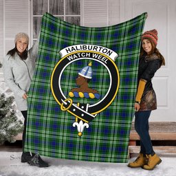 Scottish Haliburton Clan Tartan Blanket with Family Crest Tartan Plaid Sherpa Blanket Scottish Plaid Tartan Plaid - ScotsTee - scotstee.com