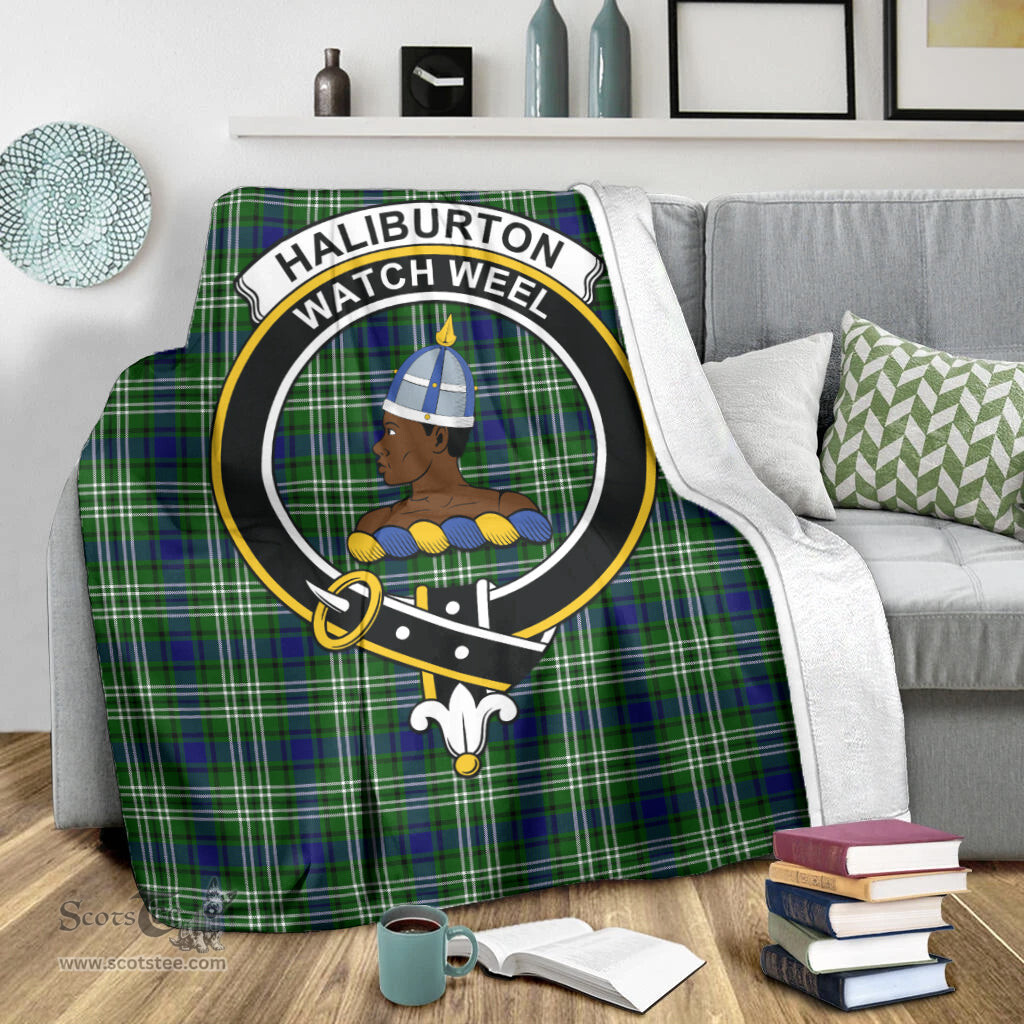 Scottish Haliburton Clan Tartan Blanket with Family Crest Tartan Plaid Sherpa Blanket Scottish Plaid Tartan Plaid - ScotsTee - scotstee.com