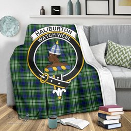 Scottish Haliburton Clan Tartan Blanket with Family Crest Tartan Plaid Sherpa Blanket Scottish Plaid Tartan Plaid - ScotsTee - scotstee.com