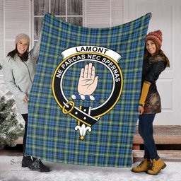 Scottish Lamont Ancient Clan Tartan Blanket with Family Crest Tartan Plaid Sherpa Blanket Scottish Plaid Tartan Plaid - ScotsTee - scotstee.com