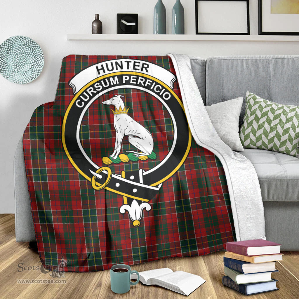 Scottish Hunter USA Clan Tartan Blanket with Family Crest Tartan Plaid Sherpa Blanket Scottish Plaid Tartan Plaid - ScotsTee - scotstee.com