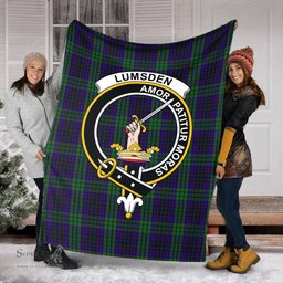 Scottish Lumsden Green Clan Tartan Blanket with Family Crest Tartan Plaid Sherpa Blanket Scottish Plaid Tartan Plaid - ScotsTee - scotstee.com