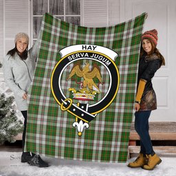 Scottish Hay White Dress Clan Tartan Blanket with Family Crest Tartan Plaid Sherpa Blanket Scottish Plaid Tartan Plaid - ScotsTee - scotstee.com