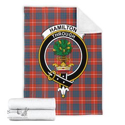 Scottish Hamilton Ancient Clan Tartan Blanket with Family Crest Tartan Plaid Sherpa Blanket Scottish Plaid Tartan Plaid - ScotsTee - scotstee.com