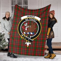 Scottish Innes Clan Tartan Blanket with Family Crest Tartan Plaid Sherpa Blanket Scottish Plaid Tartan Plaid - ScotsTee - scotstee.com