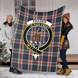 Scottish Fraser Red Dress Clan Tartan Blanket with Family Crest Tartan Plaid Sherpa Blanket Scottish Plaid Tartan Plaid - ScotsTee - scotstee.com