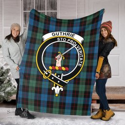 Scottish Guthrie Clan Tartan Blanket with Family Crest Tartan Plaid Sherpa Blanket Scottish Plaid Tartan Plaid - ScotsTee - scotstee.com