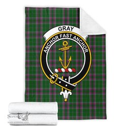 Scottish Gray Hunting Clan Tartan Blanket with Family Crest Tartan Plaid Sherpa Blanket Scottish Plaid Tartan Plaid - ScotsTee - scotstee.com