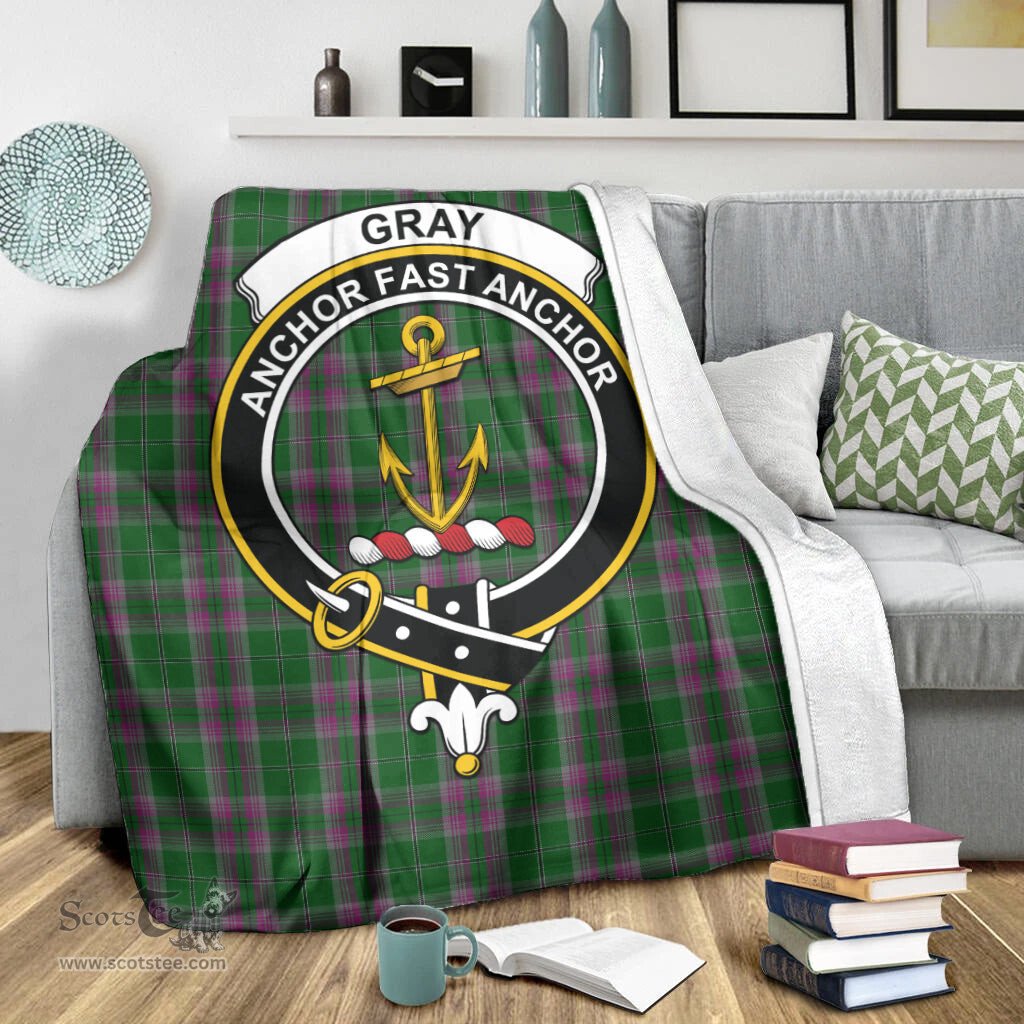 Scottish Gray Hunting Clan Tartan Blanket with Family Crest Tartan Plaid Sherpa Blanket Scottish Plaid Tartan Plaid - ScotsTee - scotstee.com