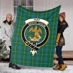Scottish Hay Hunting Clan Tartan Blanket with Family Crest Tartan Plaid Sherpa Blanket Scottish Plaid Tartan Plaid - ScotsTee - scotstee.com