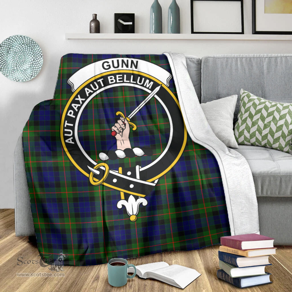 Scottish Gunn Modern Clan Tartan Blanket with Family Crest Tartan Plaid Sherpa Blanket Scottish Plaid Tartan Plaid - ScotsTee - scotstee.com