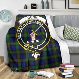 Scottish Gunn Modern Clan Tartan Blanket with Family Crest Tartan Plaid Sherpa Blanket Scottish Plaid Tartan Plaid - ScotsTee - scotstee.com