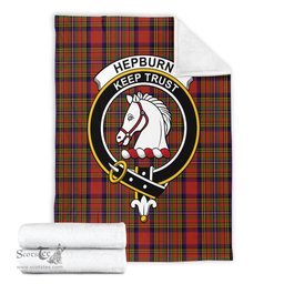 Scottish Hepburn Clan Tartan Blanket with Family Crest Tartan Plaid Sherpa Blanket Scottish Plaid Tartan Plaid - ScotsTee - scotstee.com