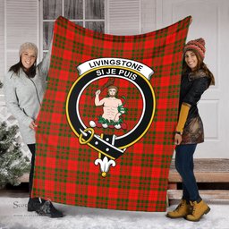 Scottish Livingston Modern Clan Tartan Blanket with Family Crest Tartan Plaid Sherpa Blanket Scottish Plaid Tartan Plaid - ScotsTee - scotstee.com