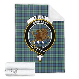 Scottish Leslie Hunting Ancient Clan Tartan Blanket with Family Crest Tartan Plaid Sherpa Blanket Scottish Plaid Tartan Plaid - ScotsTee - scotstee.com