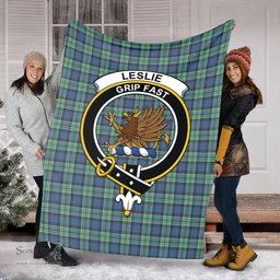 Scottish Leslie Hunting Ancient Clan Tartan Blanket with Family Crest Tartan Plaid Sherpa Blanket Scottish Plaid Tartan Plaid - ScotsTee - scotstee.com