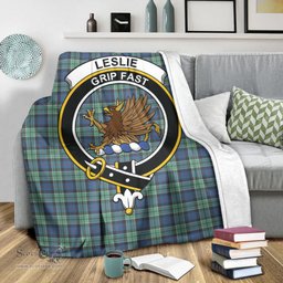 Scottish Leslie Hunting Ancient Clan Tartan Blanket with Family Crest Tartan Plaid Sherpa Blanket Scottish Plaid Tartan Plaid - ScotsTee - scotstee.com