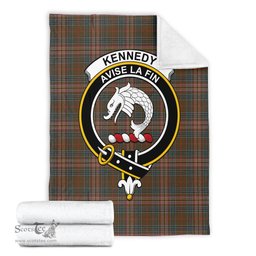Scottish Kennedy Weathered Clan Tartan Blanket with Family Crest Tartan Plaid Sherpa Blanket Scottish Plaid Tartan Plaid - ScotsTee - scotstee.com