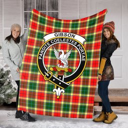 Scottish Gibsone (Gibson-Gibbs) Clan Tartan Blanket with Family Crest Tartan Plaid Sherpa Blanket Scottish Plaid Tartan Plaid - ScotsTee - scotstee.com