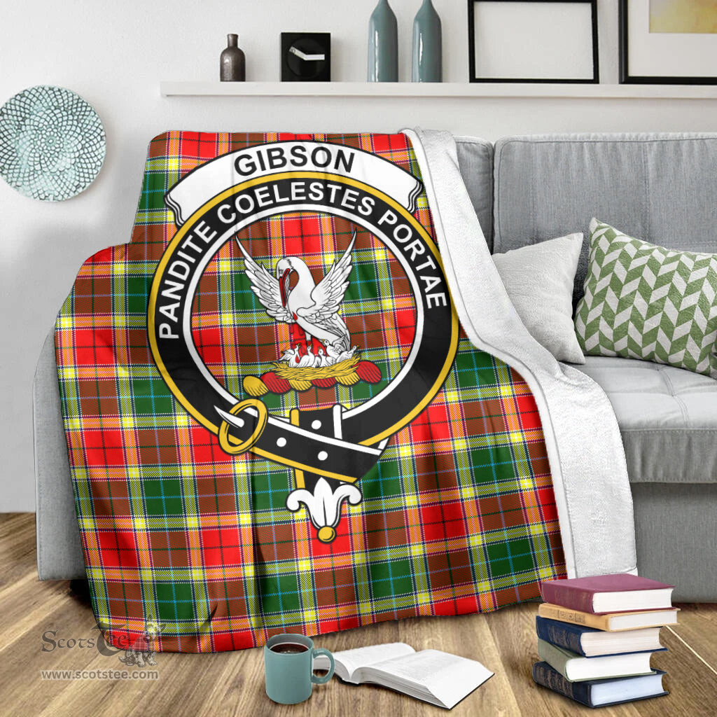 Scottish Gibsone (Gibson-Gibbs) Clan Tartan Blanket with Family Crest Tartan Plaid Sherpa Blanket Scottish Plaid Tartan Plaid - ScotsTee - scotstee.com