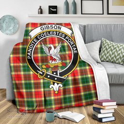 Scottish Gibsone (Gibson-Gibbs) Clan Tartan Blanket with Family Crest Tartan Plaid Sherpa Blanket Scottish Plaid Tartan Plaid - ScotsTee - scotstee.com