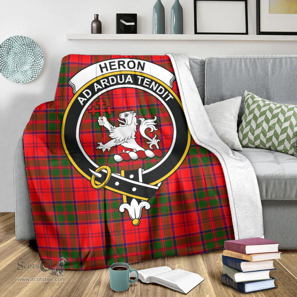 Scottish Heron Clan Tartan Blanket with Family Crest Tartan Plaid Sherpa Blanket Scottish Plaid Tartan Plaid - ScotsTee - scotstee.com