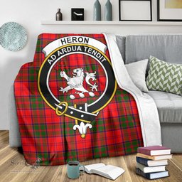 Scottish Heron Clan Tartan Blanket with Family Crest Tartan Plaid Sherpa Blanket Scottish Plaid Tartan Plaid - ScotsTee - scotstee.com