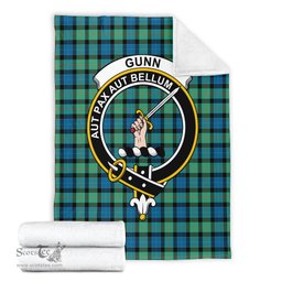 Scottish Gunn Ancient Clan Tartan Blanket with Family Crest Tartan Plaid Sherpa Blanket Scottish Plaid Tartan Plaid - ScotsTee - scotstee.com