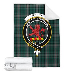 Scottish Kelly of Sleat Hunting Clan Tartan Blanket with Family Crest Tartan Plaid Sherpa Blanket Scottish Plaid Tartan Plaid - ScotsTee - scotstee.com