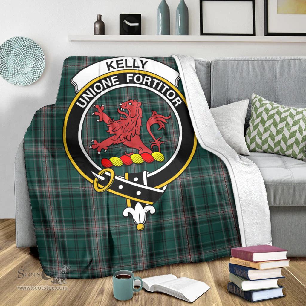 Scottish Kelly of Sleat Hunting Clan Tartan Blanket with Family Crest Tartan Plaid Sherpa Blanket Scottish Plaid Tartan Plaid - ScotsTee - scotstee.com