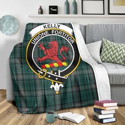 Scottish Kelly of Sleat Hunting Clan Tartan Blanket with Family Crest Tartan Plaid Sherpa Blanket Scottish Plaid Tartan Plaid - ScotsTee - scotstee.com